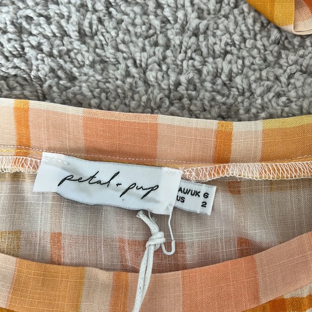 Petal & Pup Yellow and Peach Plaid Mini Dress - Picture 8 of 15